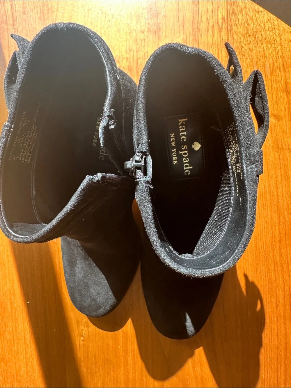 Kate Spade ♠️🆕 Black Suede Ankle Boots with Block Heel - Women
